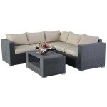 Costway 4 PCS 6 Seat Patio Garden Sofa Set Rattan Wicker Furniture Cushion