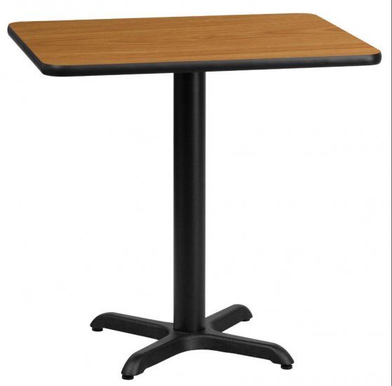 Flash Furniture 24 x 30 Rectangular Natural Laminate Table Top with 22 x 22 Table Height Base